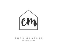 E M EM Initial letter handwriting and  signature logo. A concept handwriting initial logo with template element. vector