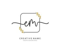 E M EM Initial letter handwriting and  signature logo. A concept handwriting initial logo with template element. vector