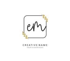 E M EM Initial letter handwriting and  signature logo. A concept handwriting initial logo with template element. vector