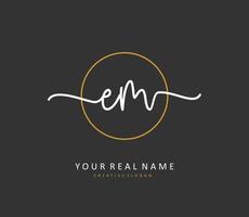 E M EM Initial letter handwriting and  signature logo. A concept handwriting initial logo with template element. vector