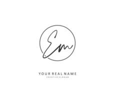 E M EM Initial letter handwriting and  signature logo. A concept handwriting initial logo with template element. vector