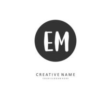 E M EM Initial letter handwriting and  signature logo. A concept handwriting initial logo with template element. vector