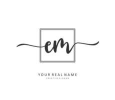 E M EM Initial letter handwriting and  signature logo. A concept handwriting initial logo with template element. vector