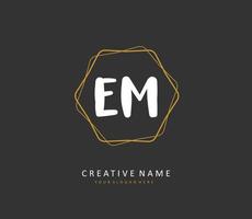 E M EM Initial letter handwriting and  signature logo. A concept handwriting initial logo with template element. vector