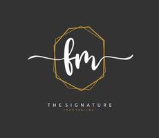 F M FM Initial letter handwriting and  signature logo. A concept handwriting initial logo with template element. vector