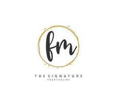 F M FM Initial letter handwriting and  signature logo. A concept handwriting initial logo with template element. vector