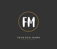 F M FM Initial letter handwriting and  signature logo. A concept handwriting initial logo with template element. vector