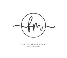 F M FM Initial letter handwriting and  signature logo. A concept handwriting initial logo with template element. vector