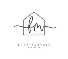 F M FM Initial letter handwriting and  signature logo. A concept handwriting initial logo with template element. vector