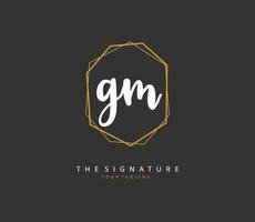 G M GM Initial letter handwriting and  signature logo. A concept handwriting initial logo with template element. vector