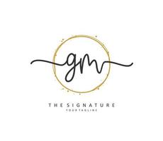 G M GM Initial letter handwriting and  signature logo. A concept handwriting initial logo with template element. vector