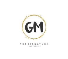 G M GM Initial letter handwriting and  signature logo. A concept handwriting initial logo with template element. vector