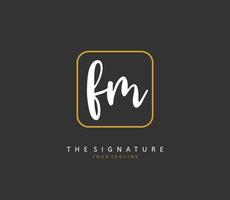 F M FM Initial letter handwriting and  signature logo. A concept handwriting initial logo with template element. vector