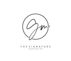 G M GM Initial letter handwriting and  signature logo. A concept handwriting initial logo with template element. vector