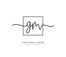 G M GM Initial letter handwriting and  signature logo. A concept handwriting initial logo with template element. vector