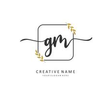 G M GM Initial letter handwriting and  signature logo. A concept handwriting initial logo with template element. vector