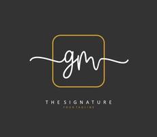 G M GM Initial letter handwriting and  signature logo. A concept handwriting initial logo with template element. vector