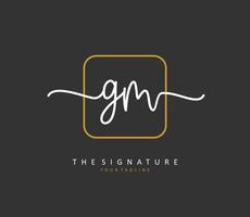 G M GM Initial letter handwriting and  signature logo. A concept handwriting initial logo with template element. vector