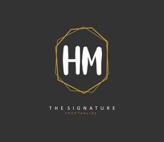 H M HM Initial letter handwriting and  signature logo. A concept handwriting initial logo with template element. vector