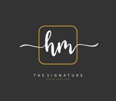 H M HM Initial letter handwriting and  signature logo. A concept handwriting initial logo with template element. vector