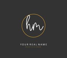 H M HM Initial letter handwriting and  signature logo. A concept handwriting initial logo with template element. vector