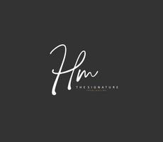 H M HM Initial letter handwriting and  signature logo. A concept handwriting initial logo with template element. vector