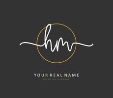 H M HM Initial letter handwriting and  signature logo. A concept handwriting initial logo with template element. vector