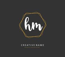 H M HM Initial letter handwriting and  signature logo. A concept handwriting initial logo with template element. vector