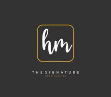 H M HM Initial letter handwriting and  signature logo. A concept handwriting initial logo with template element. vector