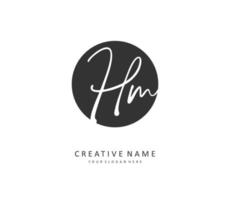 H M HM Initial letter handwriting and  signature logo. A concept handwriting initial logo with template element. vector