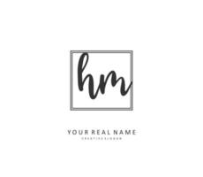 H M HM Initial letter handwriting and  signature logo. A concept handwriting initial logo with template element. vector