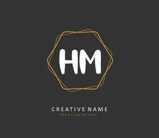 H M HM Initial letter handwriting and  signature logo. A concept handwriting initial logo with template element. vector