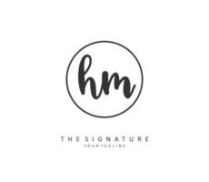 H M HM Initial letter handwriting and  signature logo. A concept handwriting initial logo with template element. vector