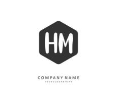 H M HM Initial letter handwriting and  signature logo. A concept handwriting initial logo with template element. vector