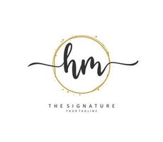 H M HM Initial letter handwriting and  signature logo. A concept handwriting initial logo with template element. vector