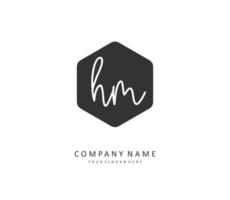 H M HM Initial letter handwriting and  signature logo. A concept handwriting initial logo with template element. vector