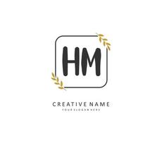 H M HM Initial letter handwriting and  signature logo. A concept handwriting initial logo with template element. vector