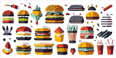 Flat Design Vector Graphics of Burger Ingredients