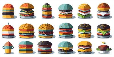 vector conjunto de emparedados y hamburguesas