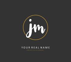 J M JM Initial letter handwriting and  signature logo. A concept handwriting initial logo with template element. vector