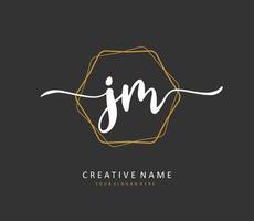 J M JM Initial letter handwriting and  signature logo. A concept handwriting initial logo with template element. vector