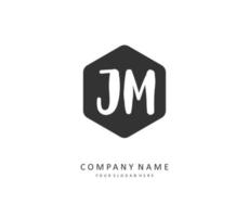 J M JM Initial letter handwriting and  signature logo. A concept handwriting initial logo with template element. vector