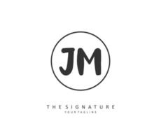 J M JM Initial letter handwriting and  signature logo. A concept handwriting initial logo with template element. vector