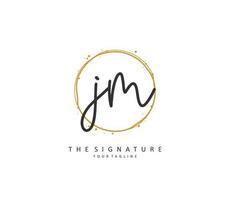 J M JM Initial letter handwriting and  signature logo. A concept handwriting initial logo with template element. vector