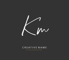 K M KM Initial letter handwriting and  signature logo. A concept handwriting initial logo with template element. vector