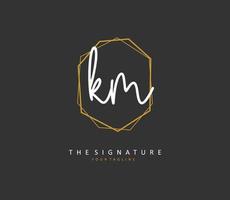 K M KM Initial letter handwriting and  signature logo. A concept handwriting initial logo with template element. vector