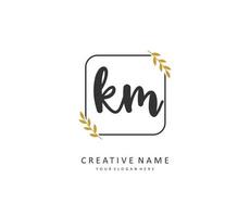 K M KM Initial letter handwriting and  signature logo. A concept handwriting initial logo with template element. vector