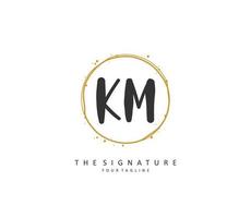 K M KM Initial letter handwriting and  signature logo. A concept handwriting initial logo with template element. vector