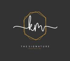 K M KM Initial letter handwriting and  signature logo. A concept handwriting initial logo with template element. vector