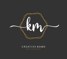 K M KM Initial letter handwriting and  signature logo. A concept handwriting initial logo with template element. vector